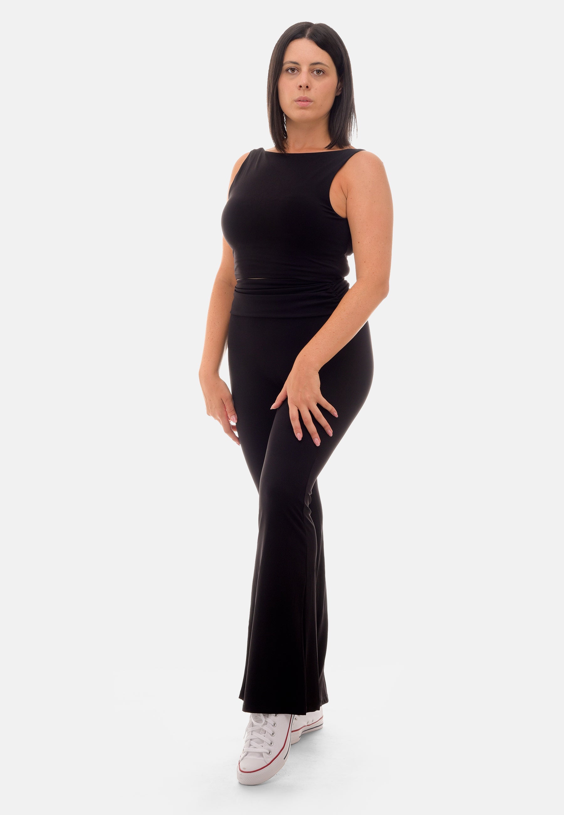 Legging Évasé Taille Haute à Revers pour Femme | MEREBA